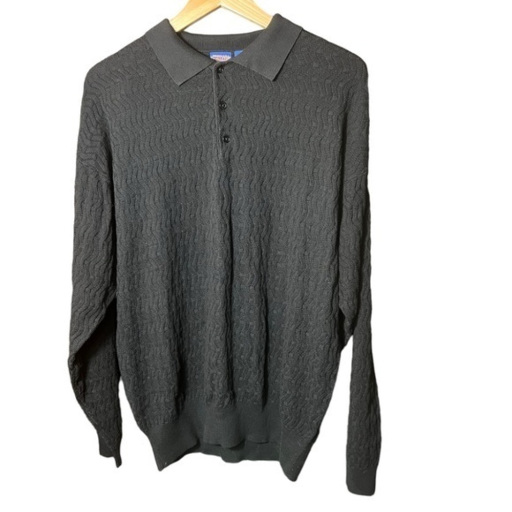 Men's Pendleton Long Sleeve Knit Colored‎ Sweater Size L Black Cotton